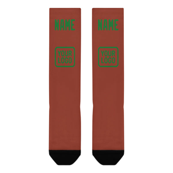 Chaussettes hautes personnalisées corail rouge et vert émeraude