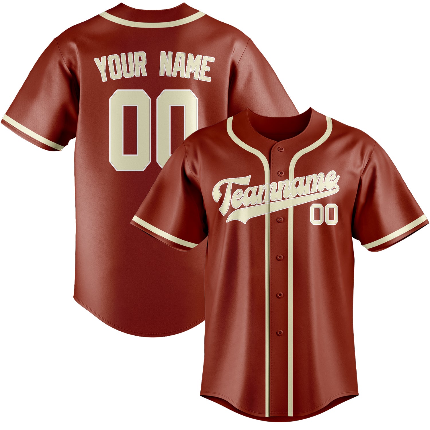 Maillot de baseball personnalisé rouge corail et crème