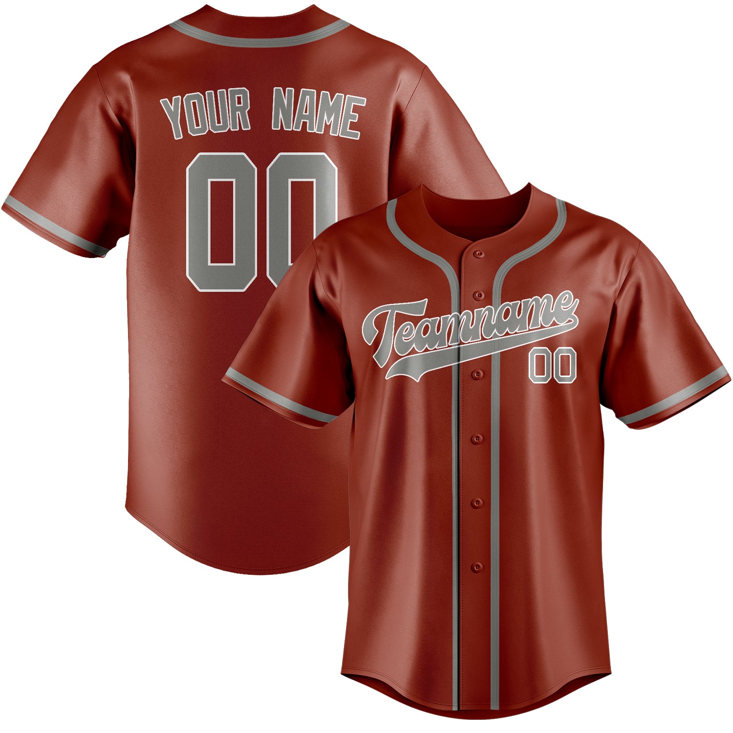 Maillot de baseball personnalisé corail rouge gris