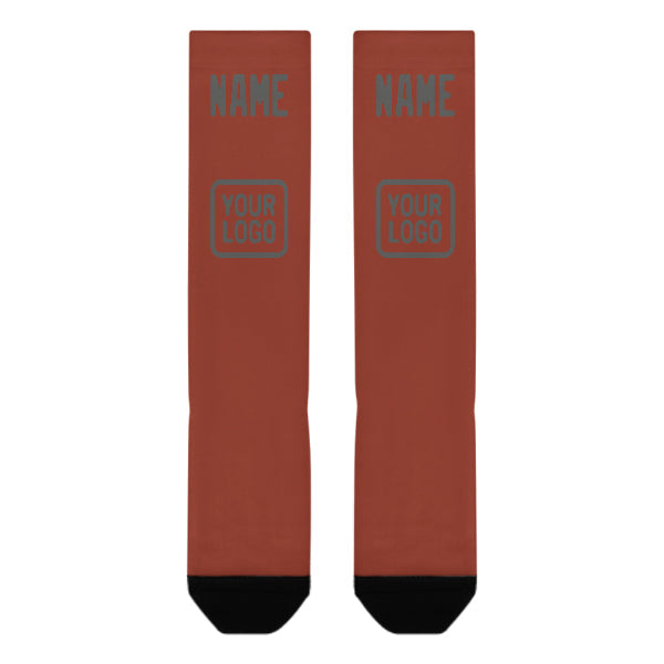Chaussettes hautes personnalisées rouge corail et gris foncé