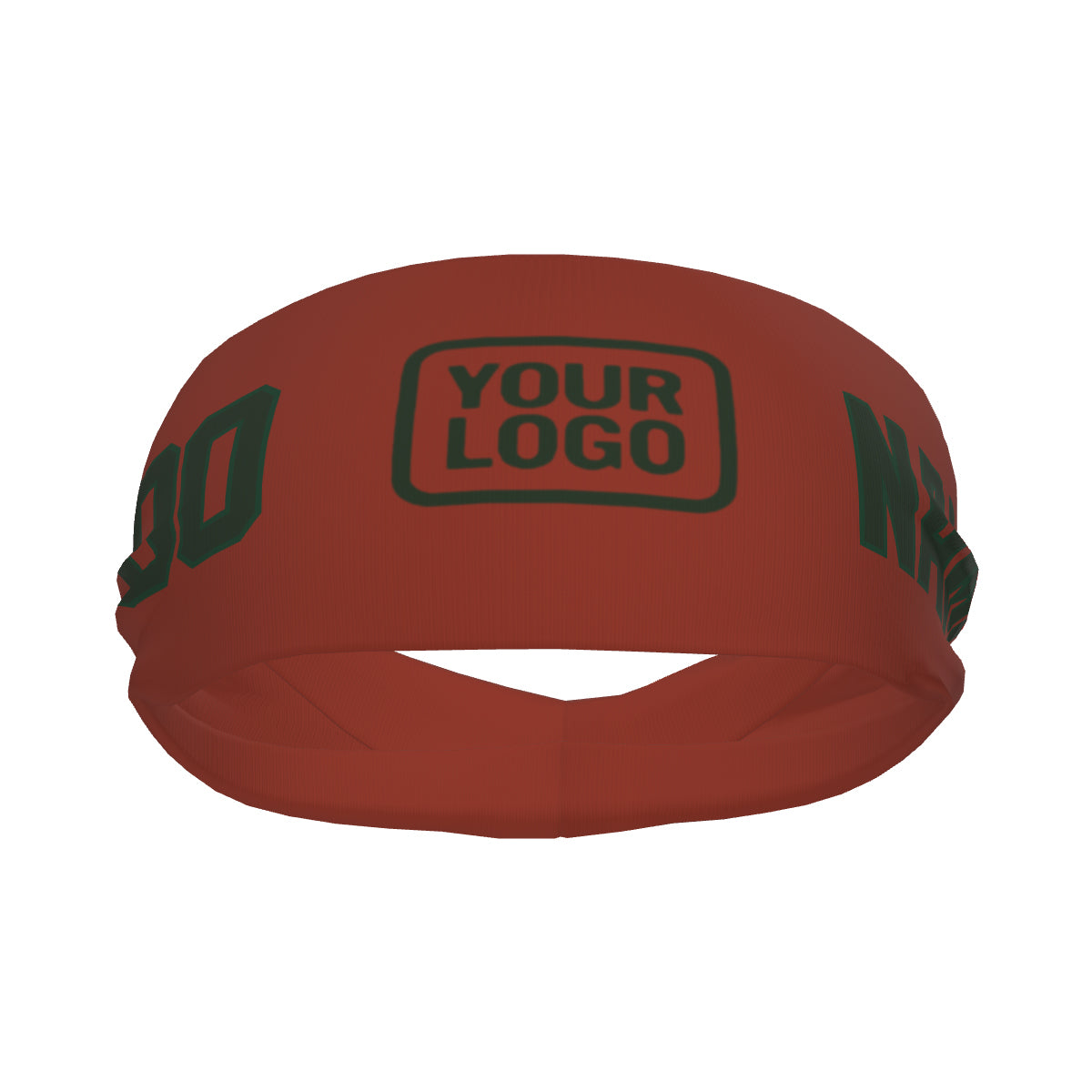 Bandeau de sport personnalisé rouge corail et vert foncé