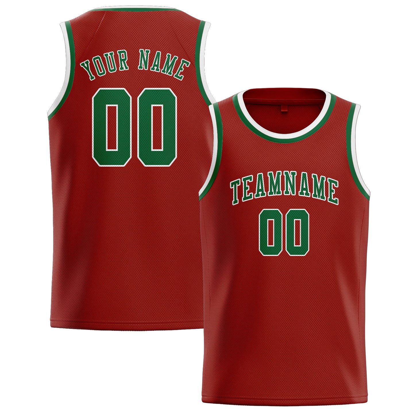 Maillot de basketball personnalisé corail rouge et vert