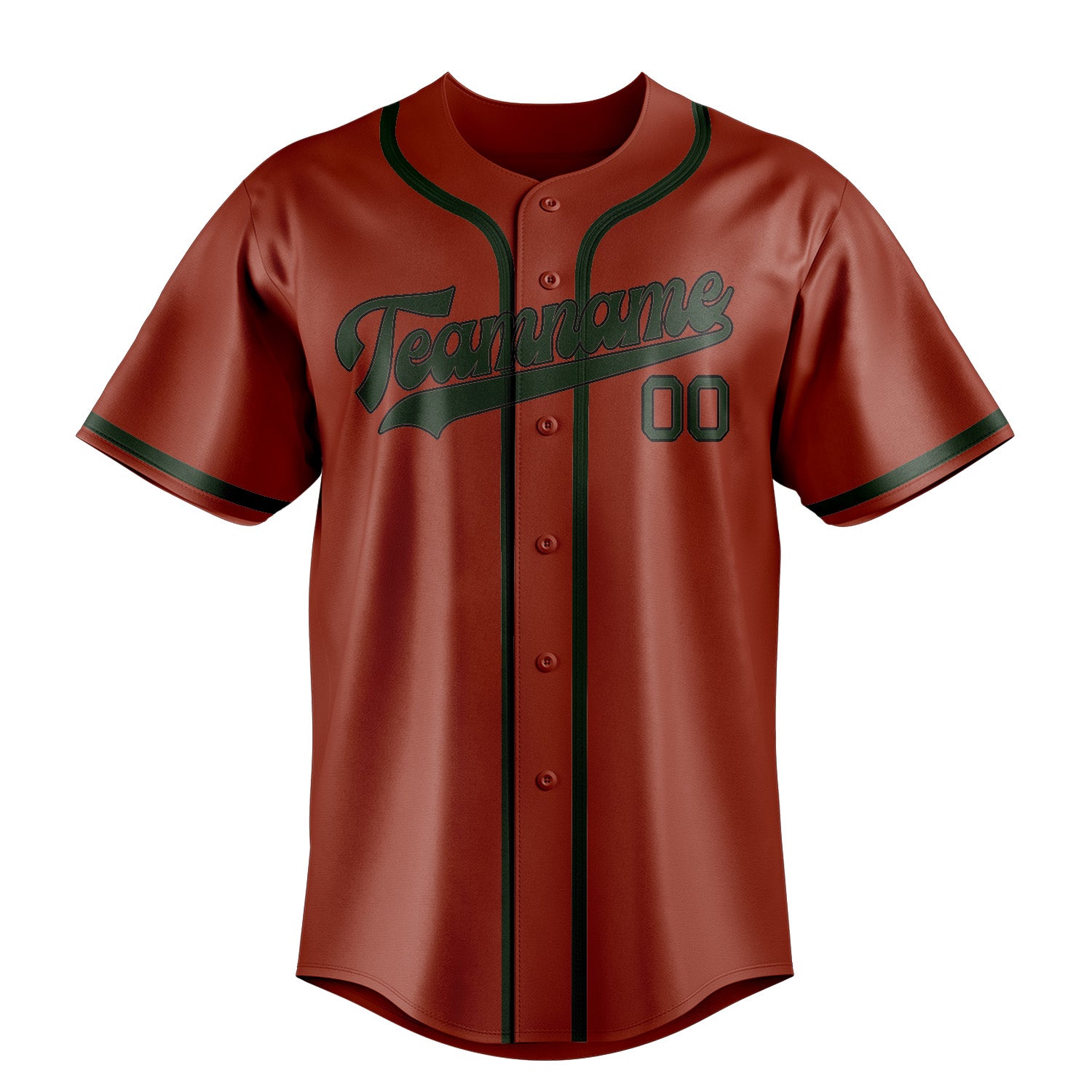 Maillot de baseball personnalisé rouge corail et vert foncé