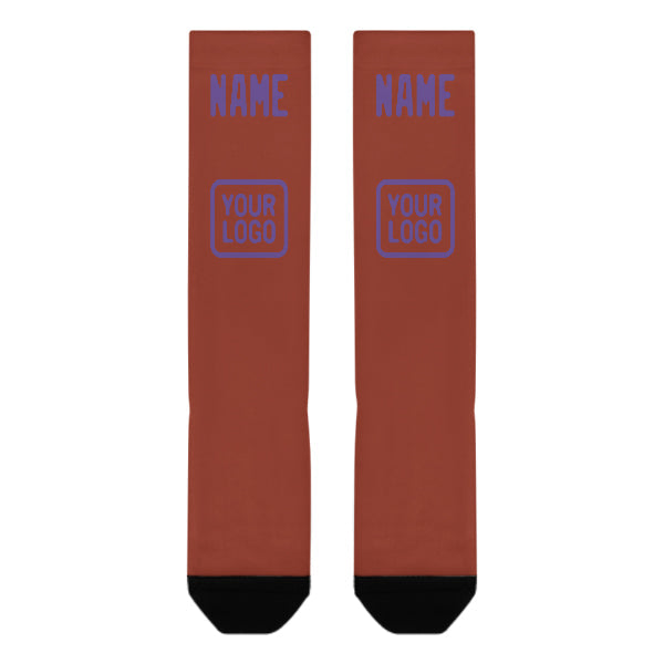 Chaussettes hautes personnalisées rouge corail et violet clair