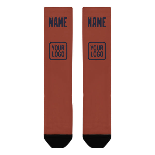 Chaussettes hautes personnalisées rouge corail et marine
