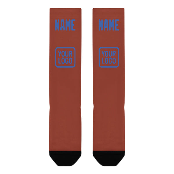 Chaussettes hautes personnalisées rouge corail et bleu ciel