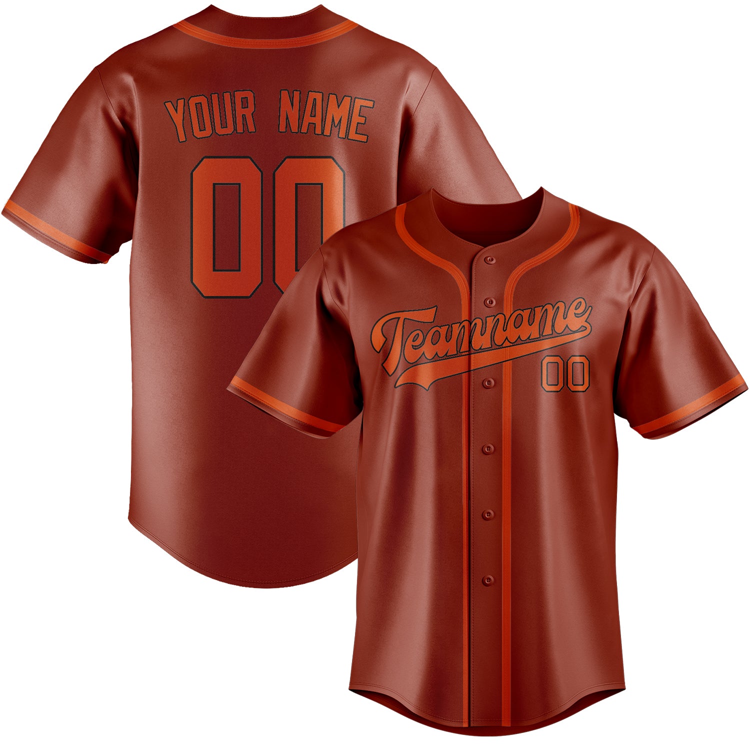 Maillot de baseball personnalisé corail rouge orangé rouge