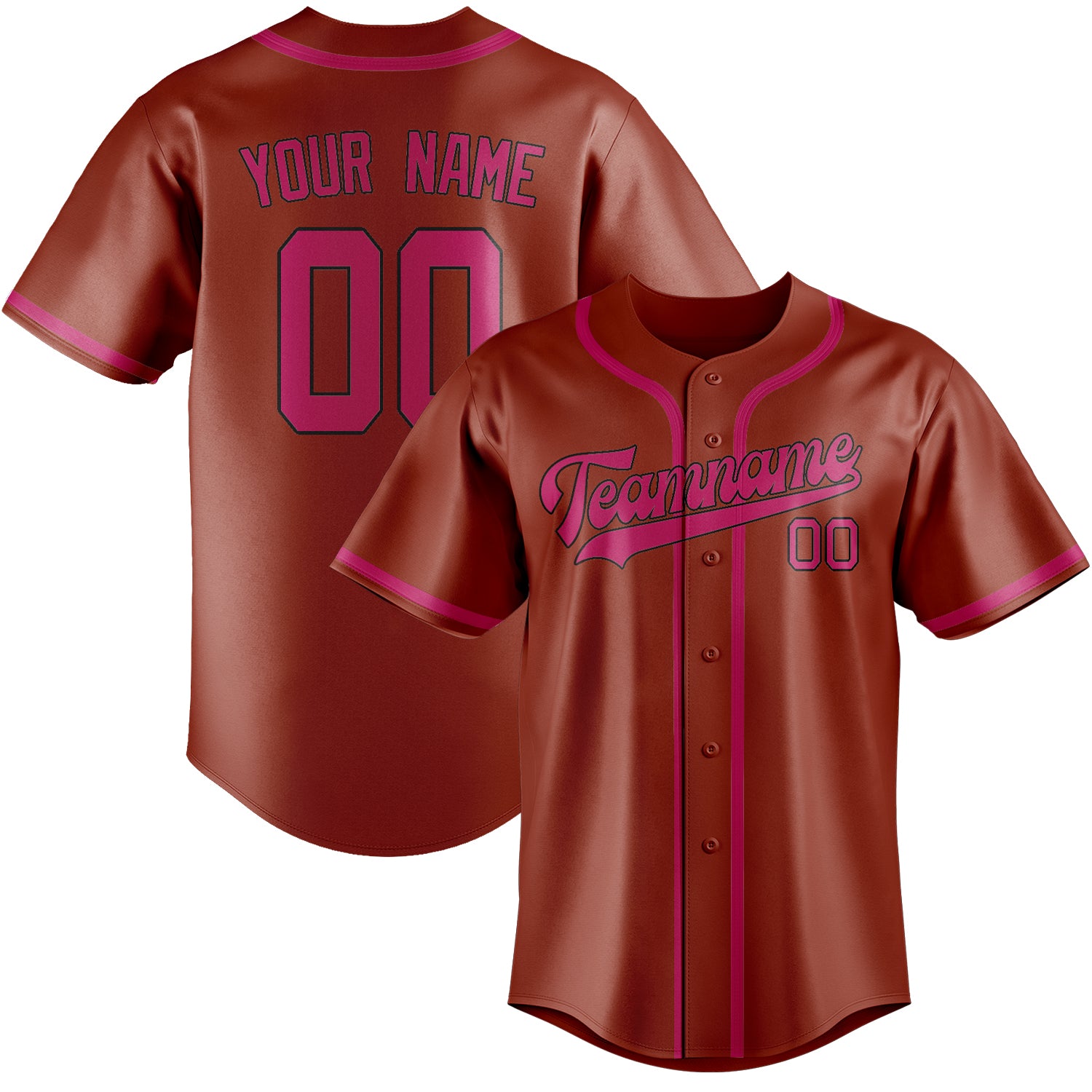Maillot de baseball personnalisé corail rouge rose