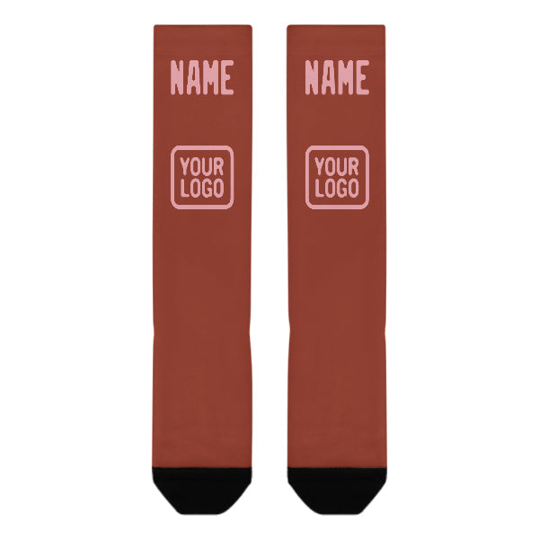 Chaussettes hautes personnalisées rouge corail et rose clair