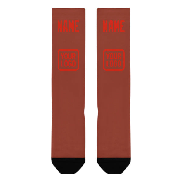 Chaussettes hautes personnalisées corail rouge orangé rouge