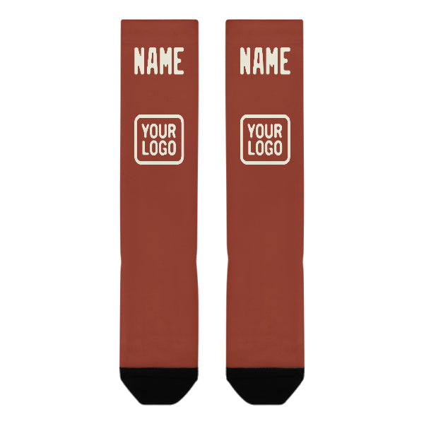 Chaussettes hautes personnalisées rouge corail et crème