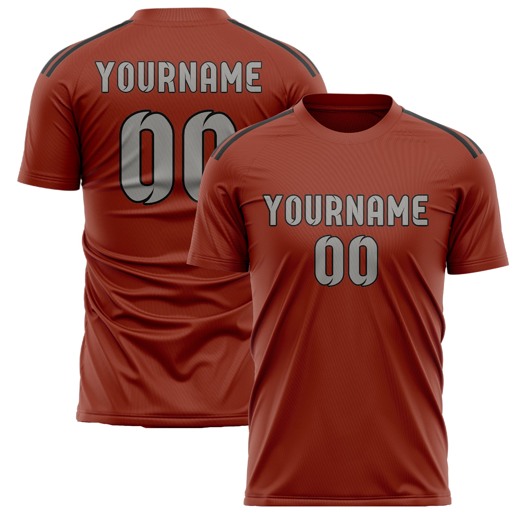 Maillot de football personnalisé corail rouge gris