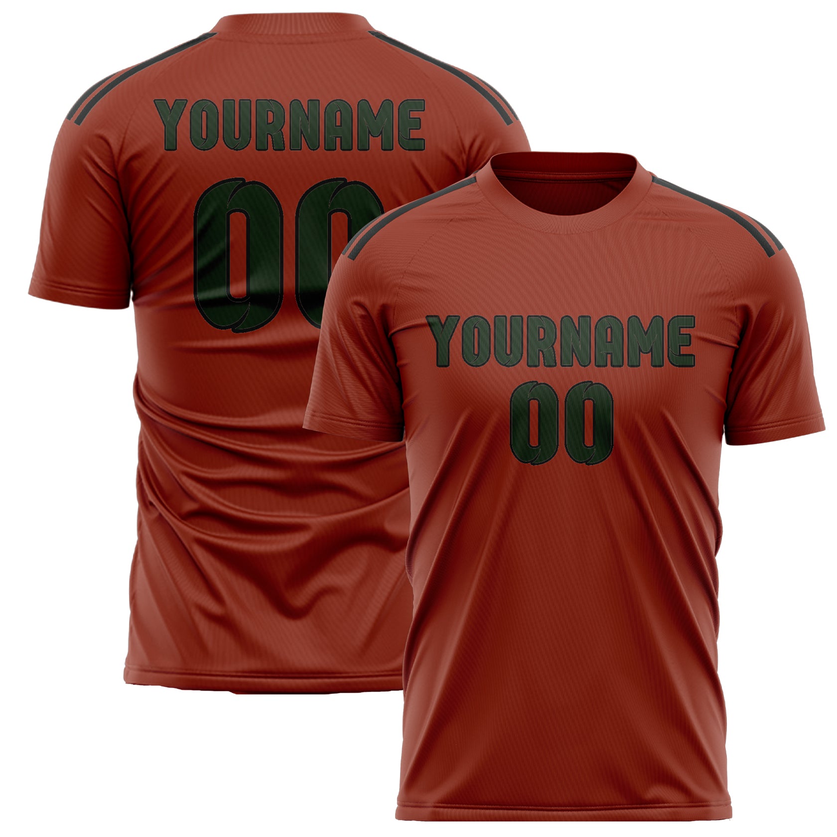 Maillot de football personnalisé rouge corail et vert foncé