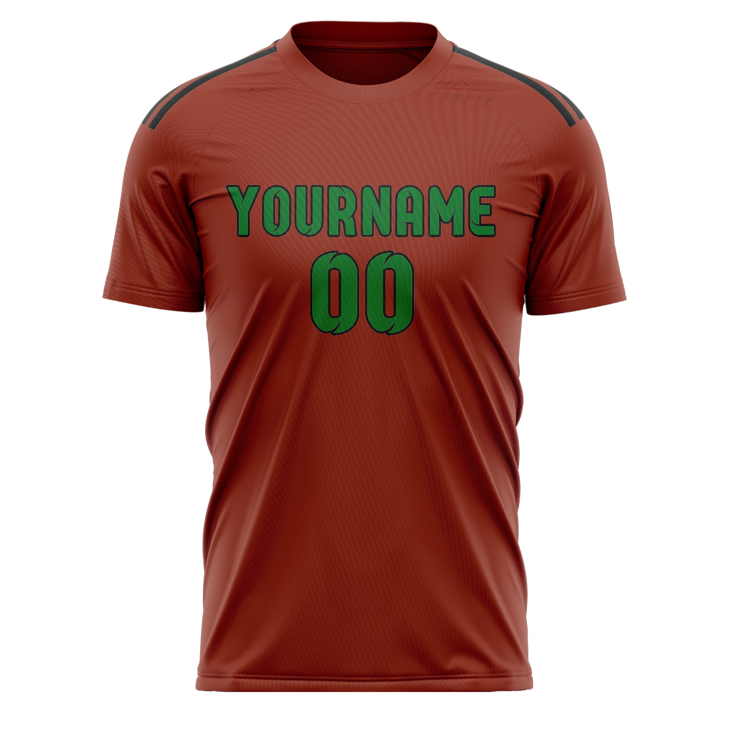 Maillot de football personnalisé rouge corail et vert émeraude