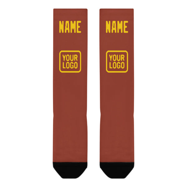 Chaussettes hautes personnalisées corail rouge et or