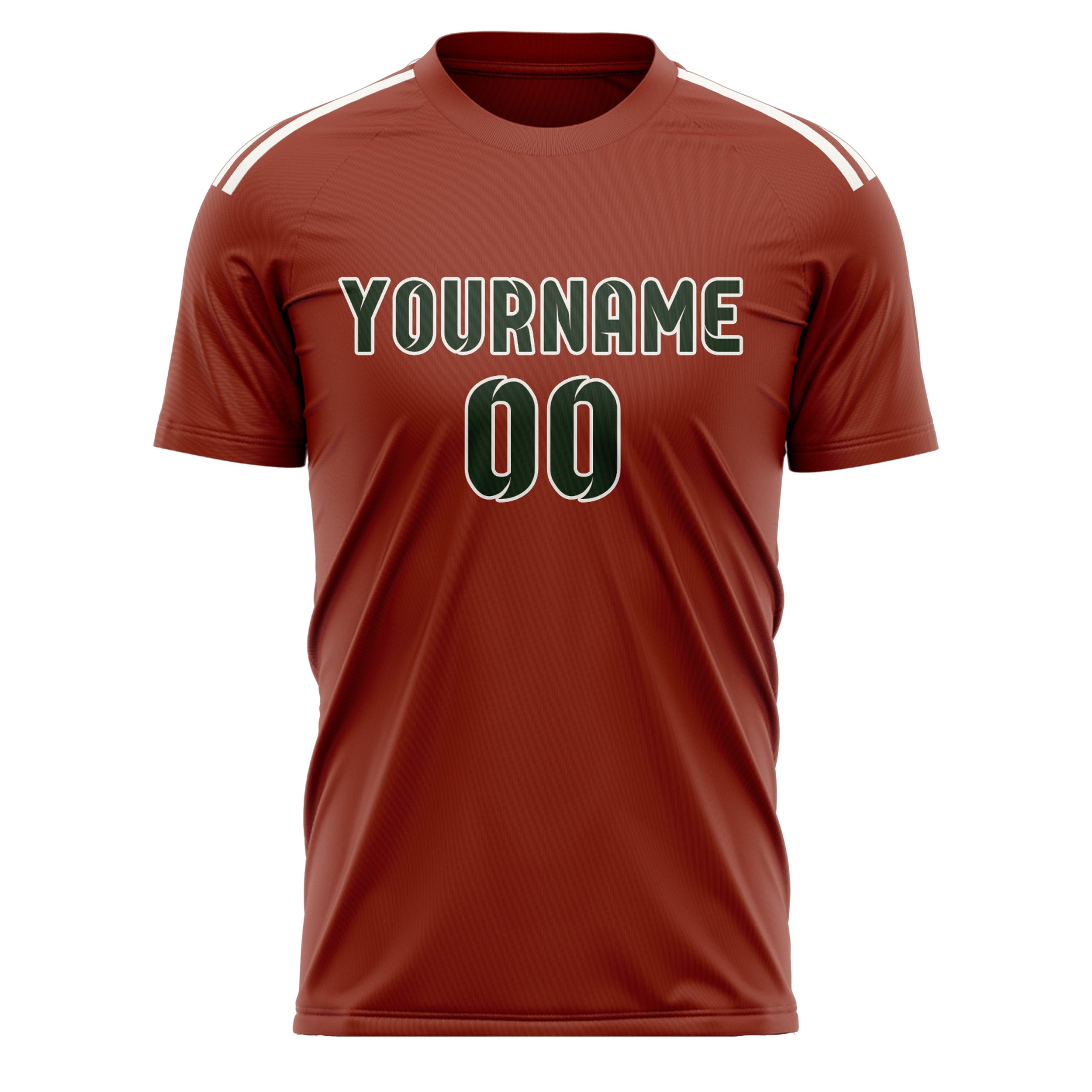 Maillot de football personnalisé rouge corail et vert foncé