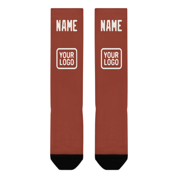 Chaussettes hautes personnalisées corail rouge et blanches