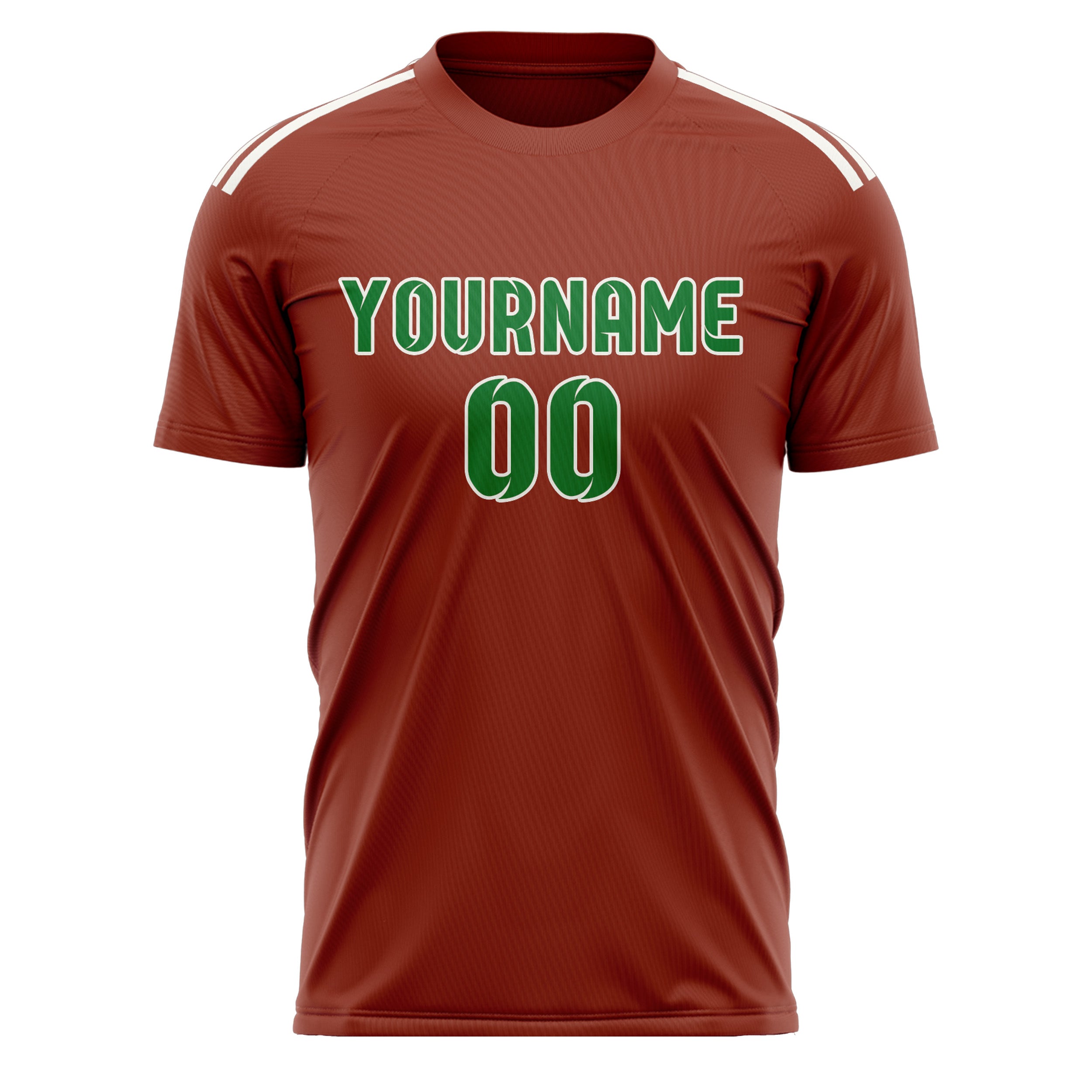 Maillot de football personnalisé rouge corail et vert émeraude