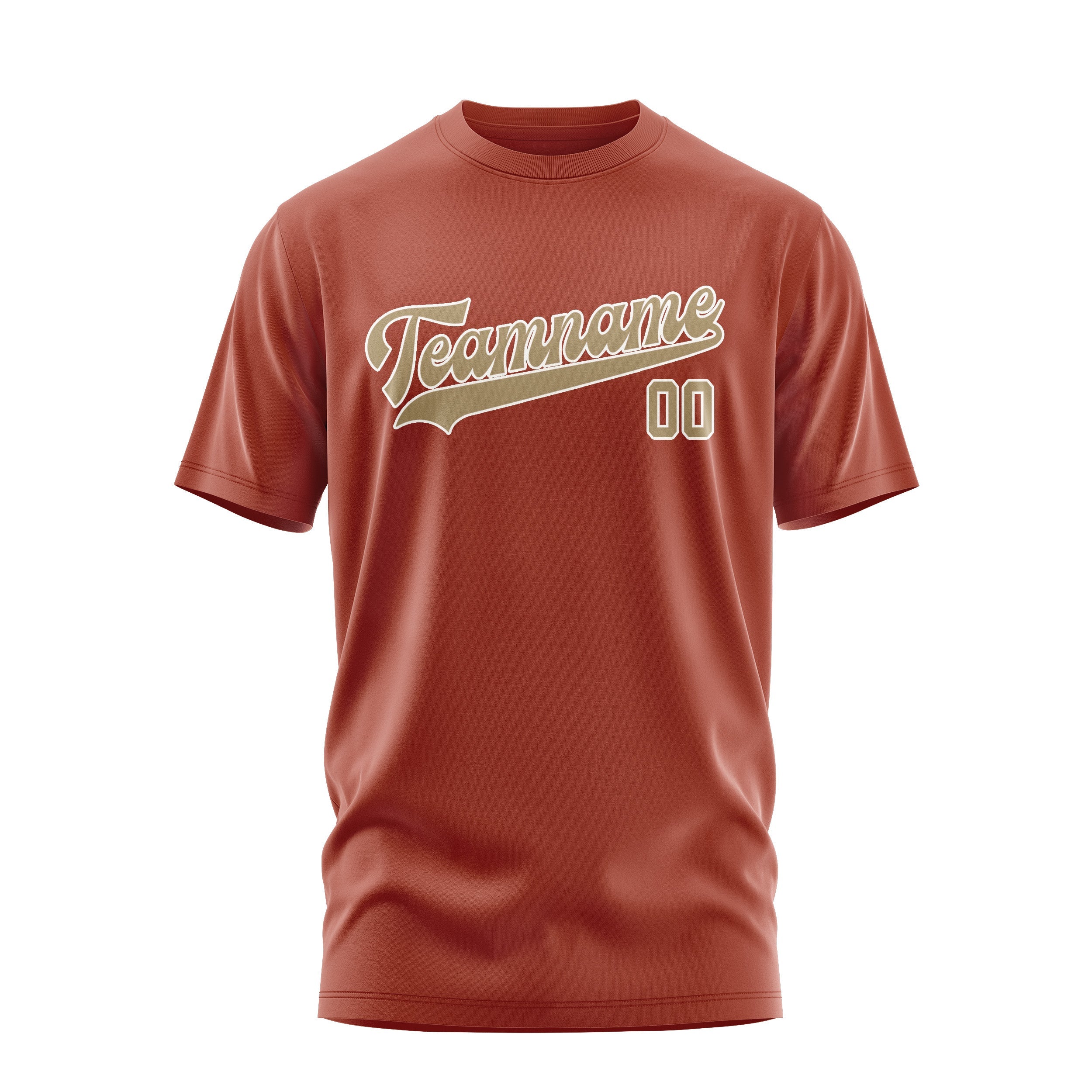 Custom Coral Red Light Khaki T-Shirt