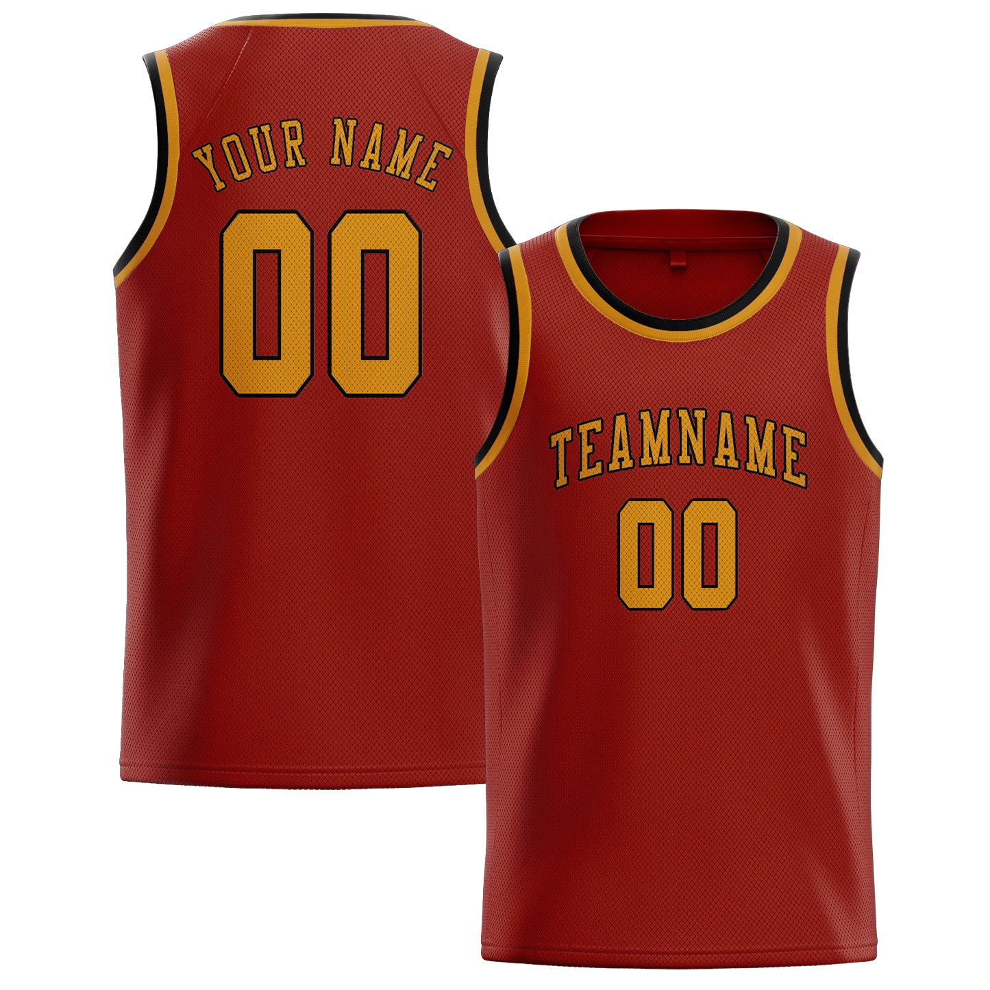 Maillot de basketball personnalisé corail rouge et jaune