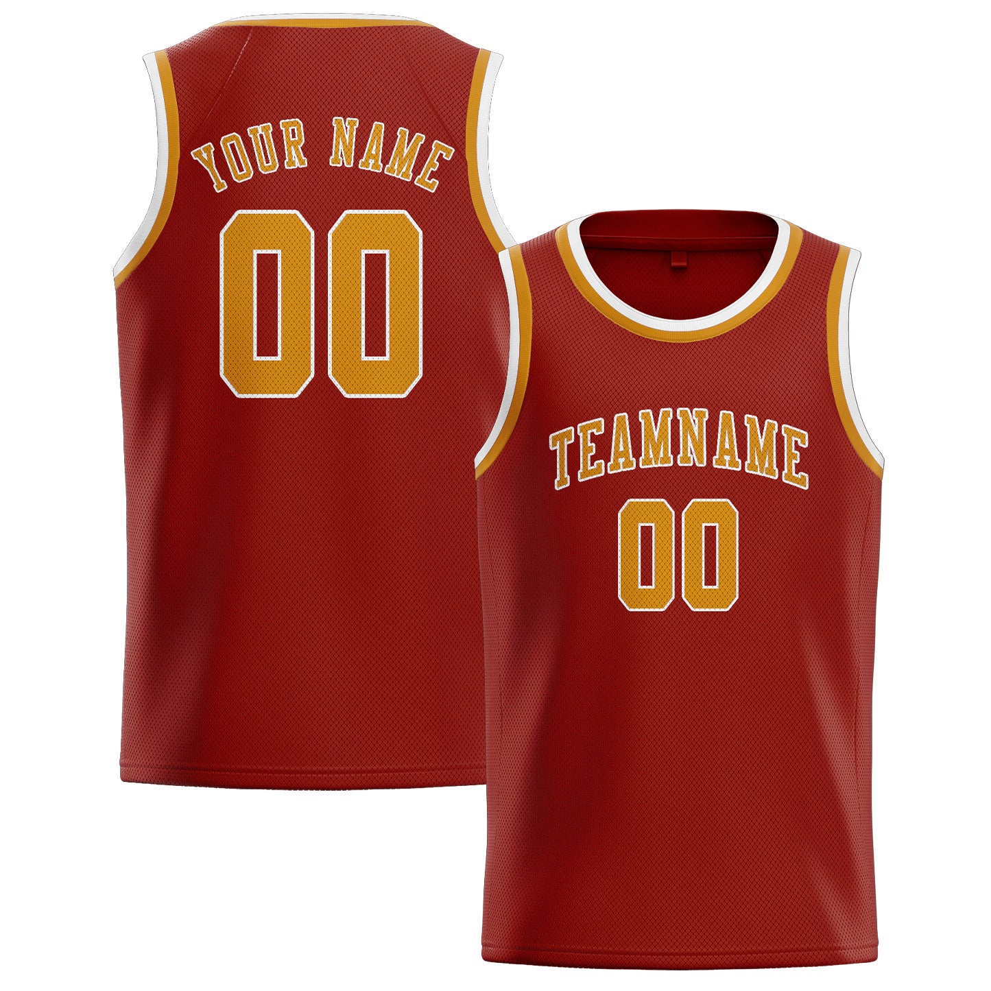 Maillot de basketball personnalisé corail rouge et jaune