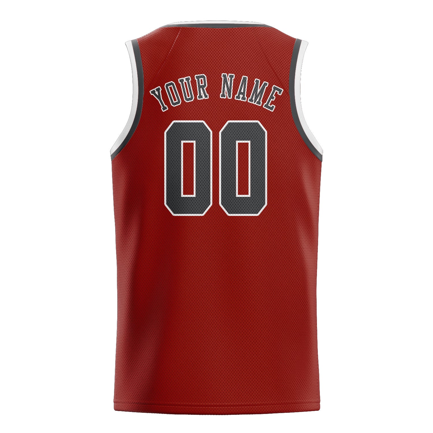 Maillot de basketball personnalisé rouge corail et gris foncé