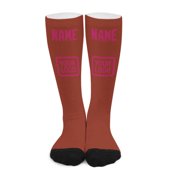 Chaussettes hautes personnalisées corail rouge rose