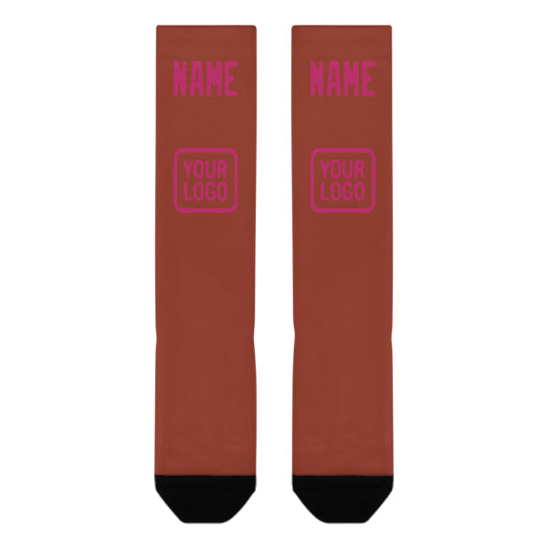 Chaussettes hautes personnalisées corail rouge rose