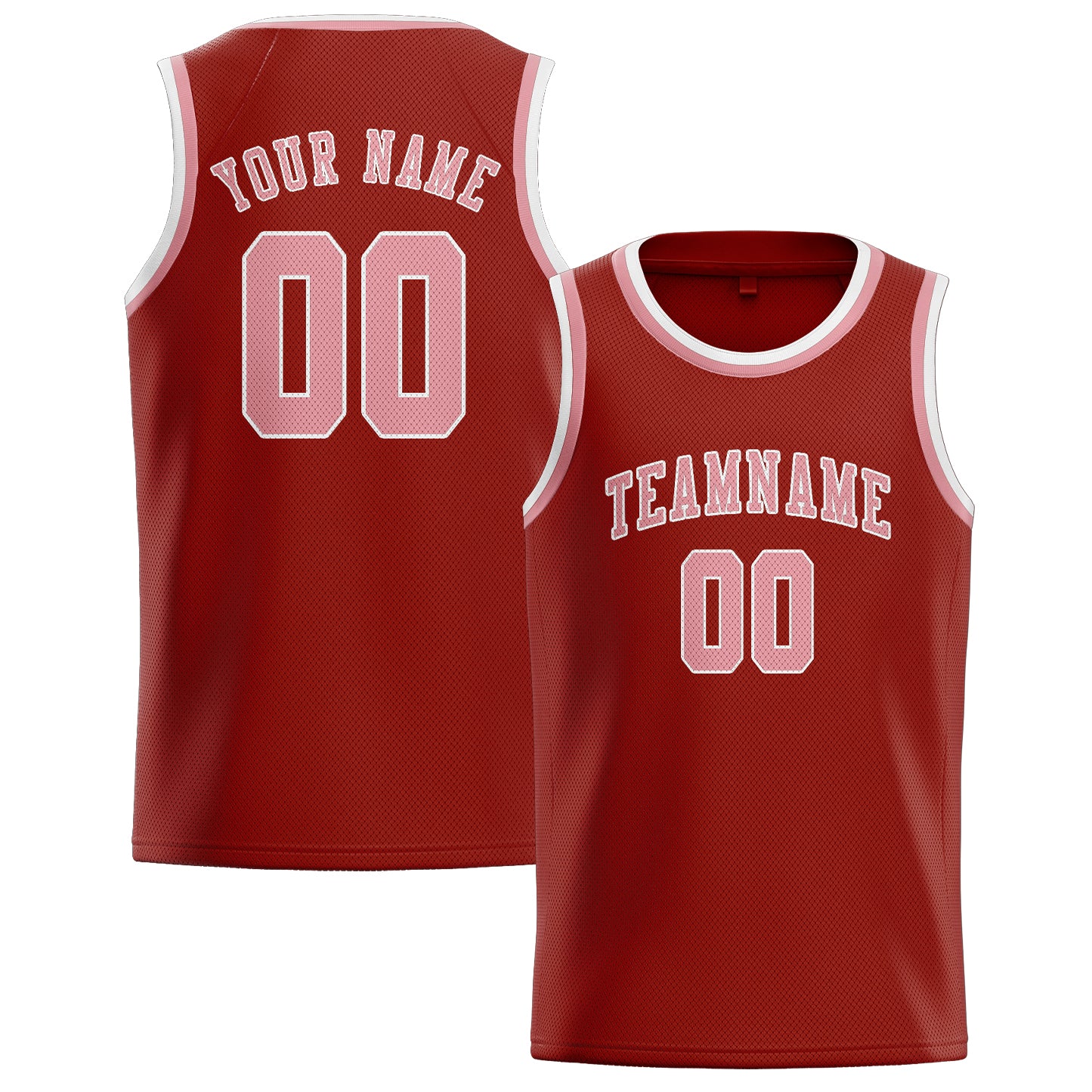 Maillot de basketball personnalisé rouge corail et rose clair