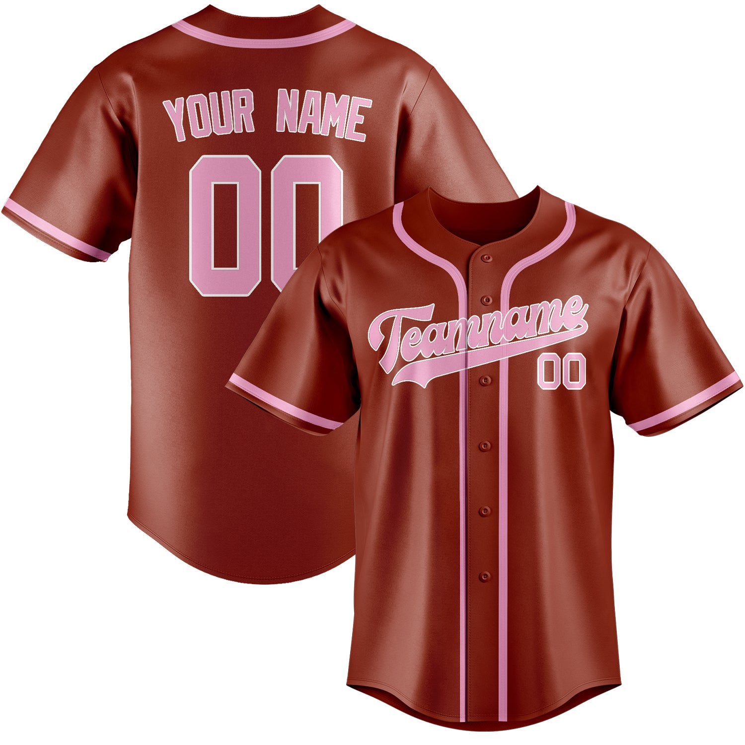 Maillot de baseball personnalisé rouge corail et rose clair