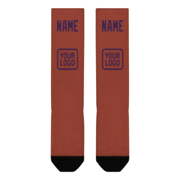 Chaussettes hautes personnalisées corail rouge et violettes