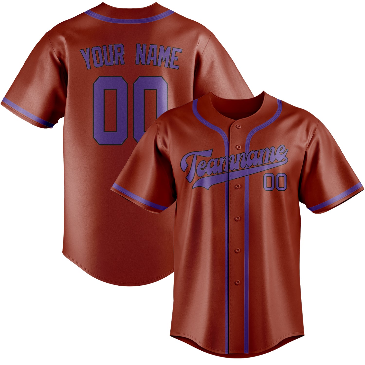 Maillot de baseball personnalisé rouge corail et violet clair