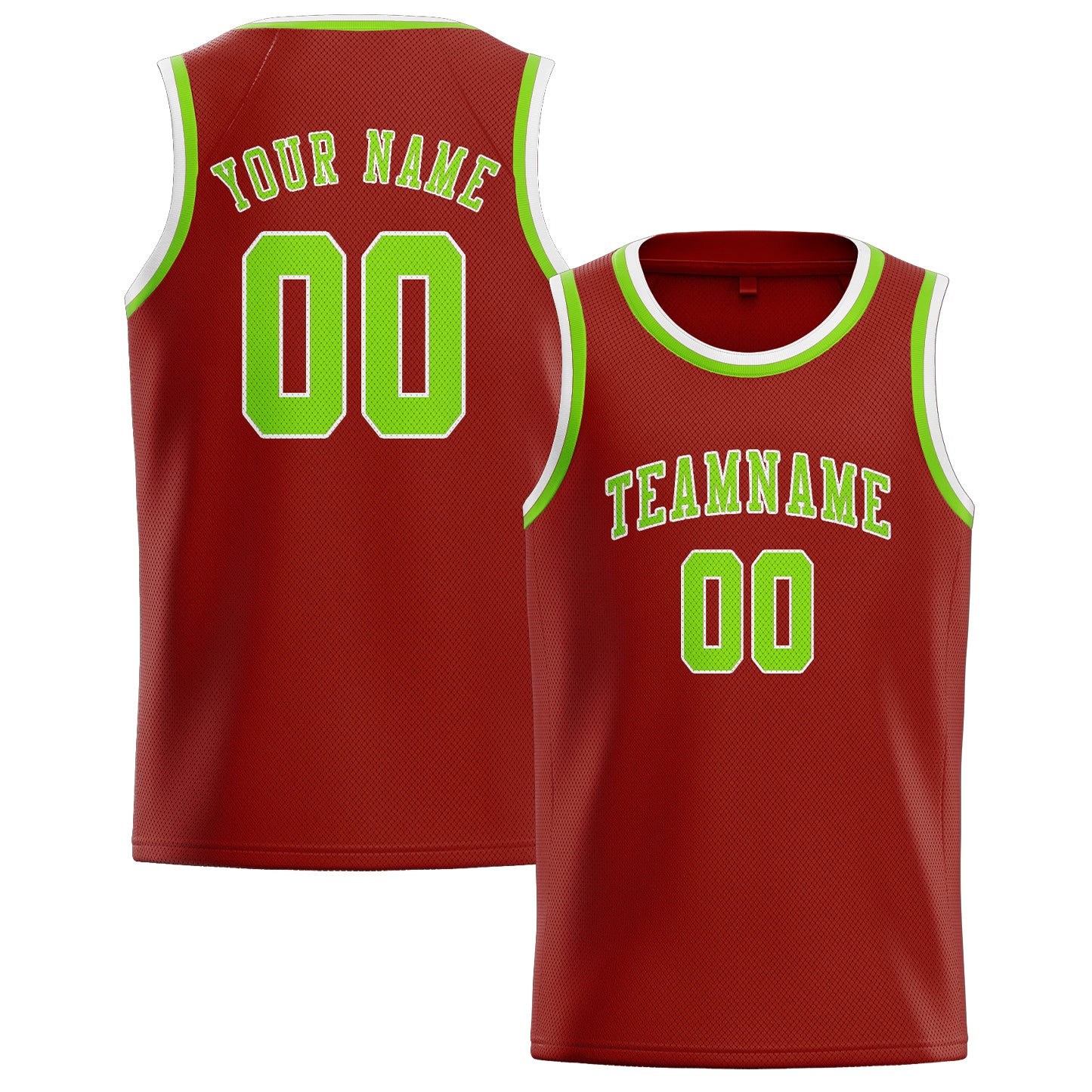 Maillot de basketball personnalisé rouge corail et vert émeraude