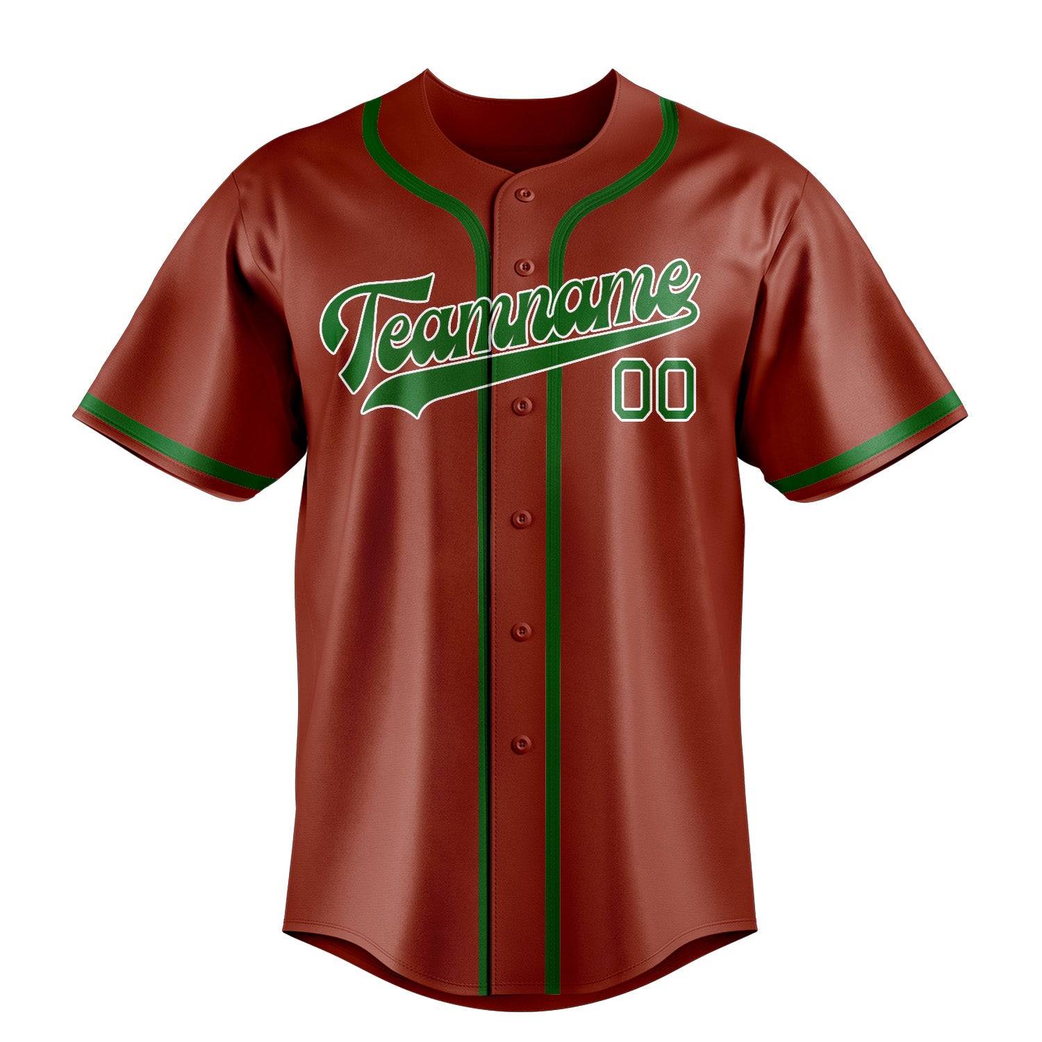 Maillot de baseball personnalisé rouge corail et vert émeraude