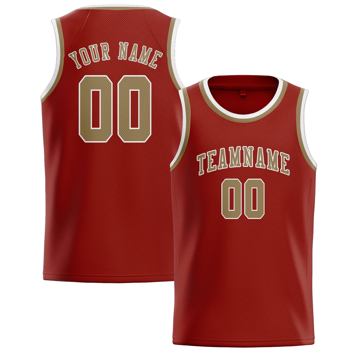 Maillot de basketball personnalisé rouge corail kaki clair