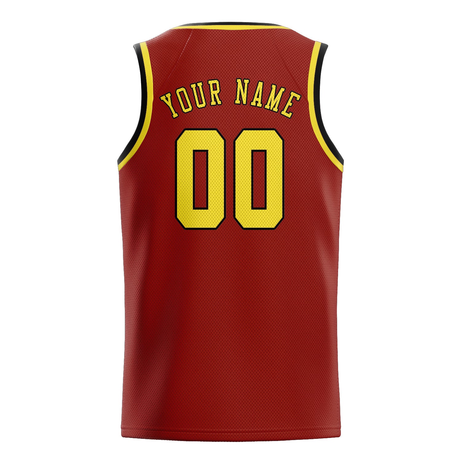Maillot de basketball personnalisé rouge corail et jaune clair