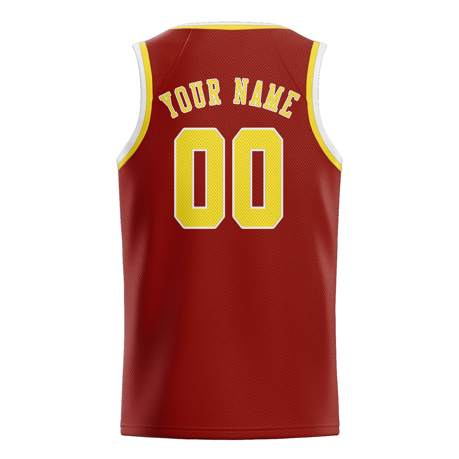 Maillot de basketball personnalisé rouge corail et jaune clair