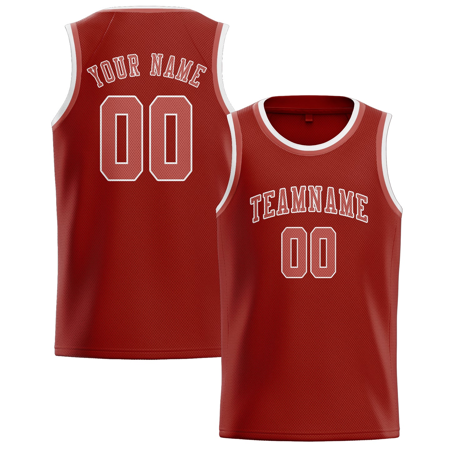 Maillot de basketball personnalisé corail rouge cuivre rose