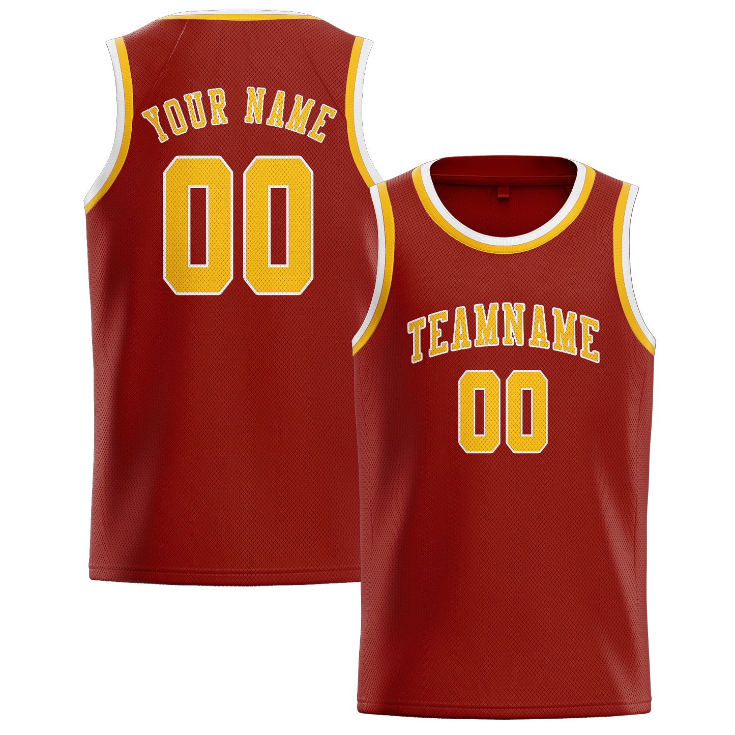 Maillot de basketball personnalisé corail rouge et or