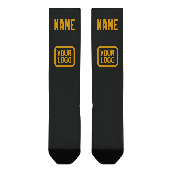 Chaussettes hautes personnalisées noires et jaunes