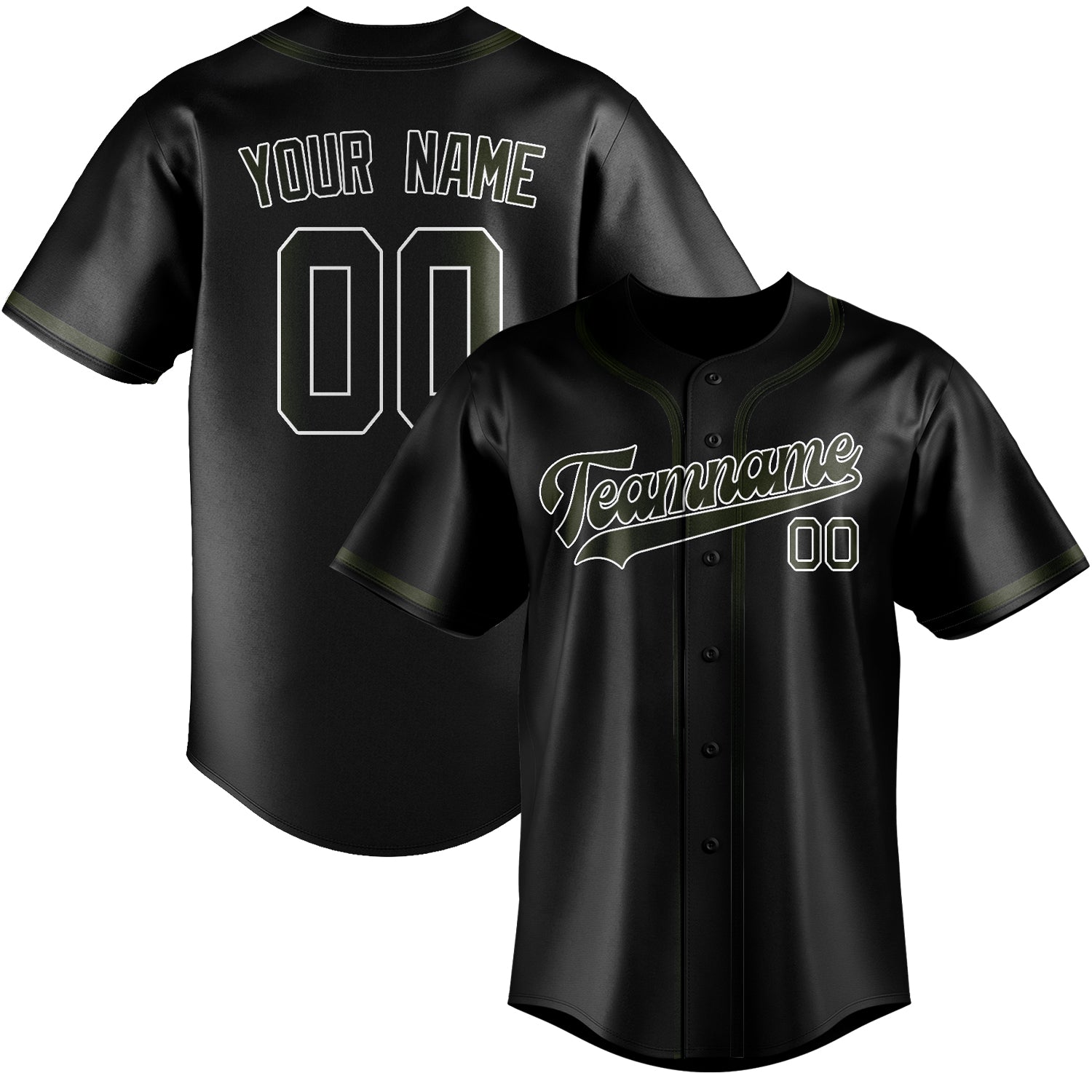 Maillot de baseball personnalisé noir olive