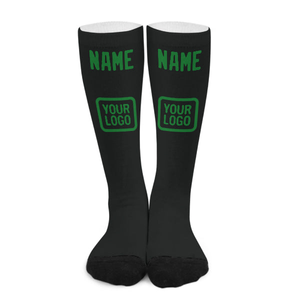 Chaussettes hautes personnalisées noires et vert émeraude
