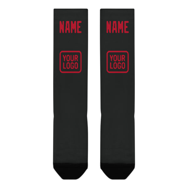 Chaussettes hautes noires et rouges personnalisées