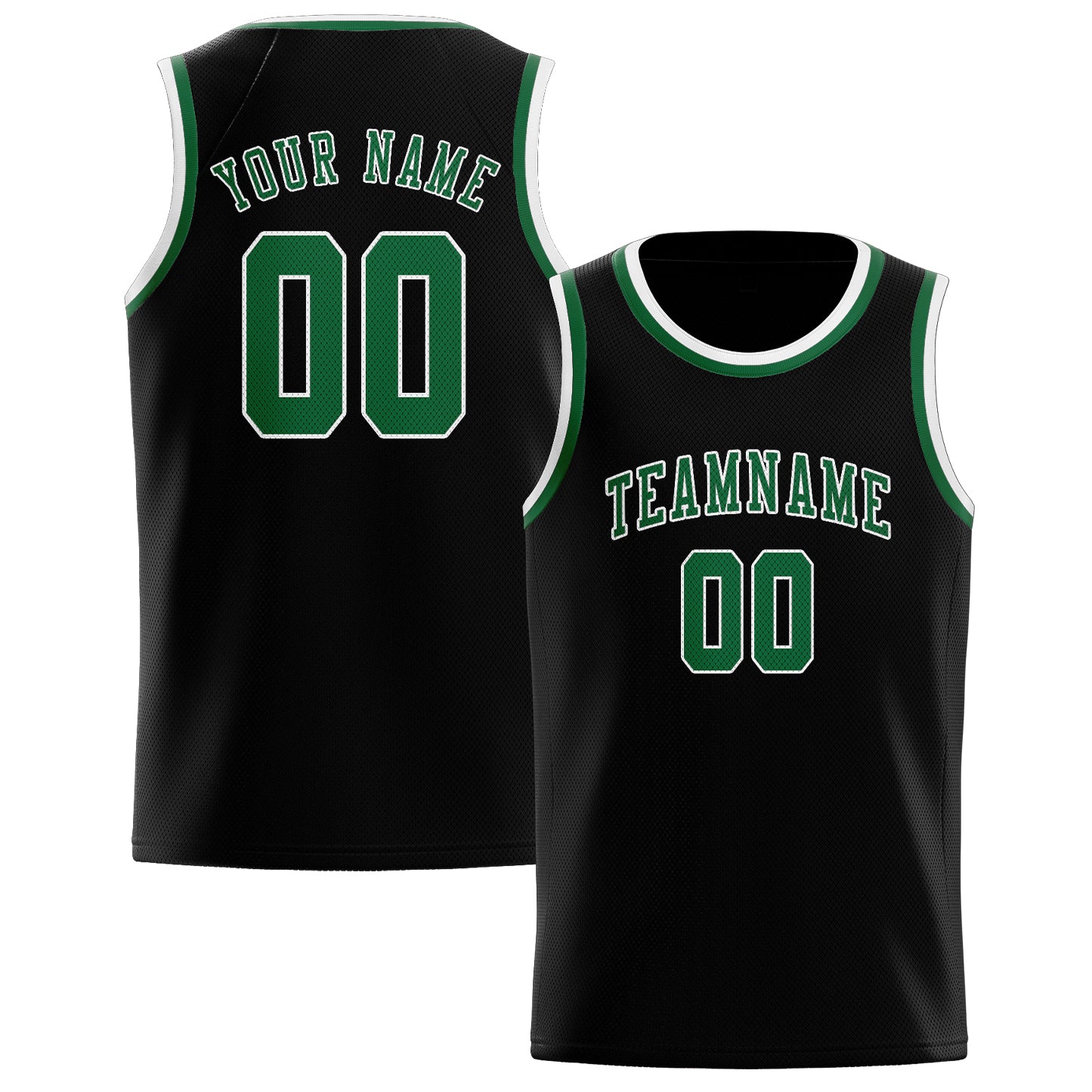 Maillot de basketball personnalisé noir et vert
