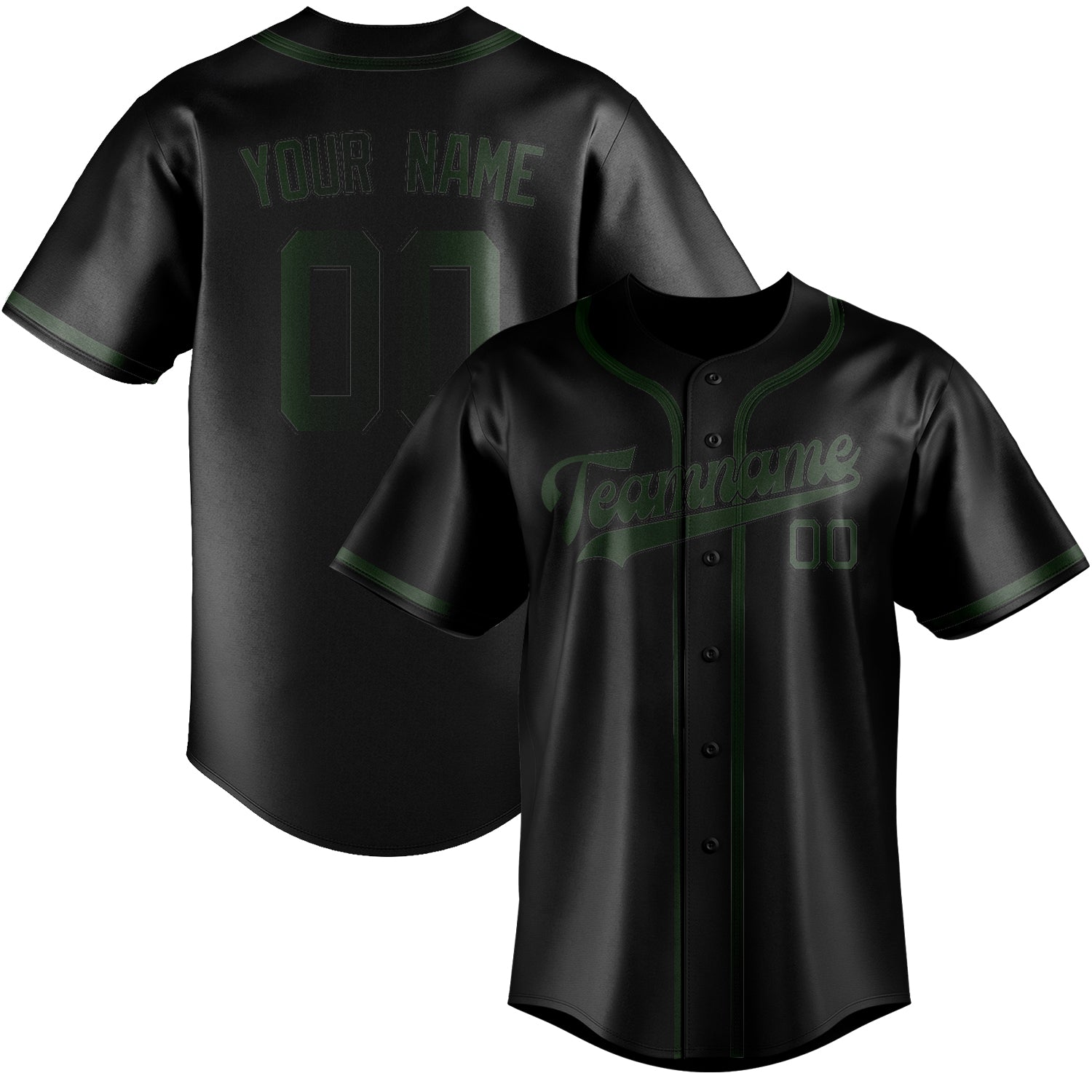 Maillot de baseball personnalisé noir et vert foncé