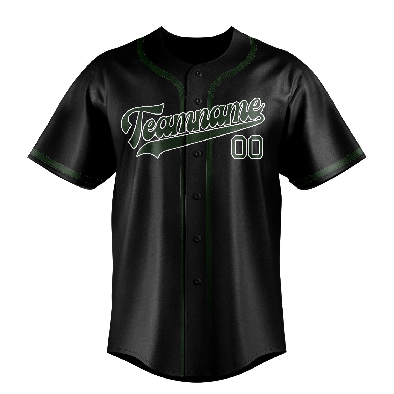 Maillot de baseball personnalisé noir et vert foncé