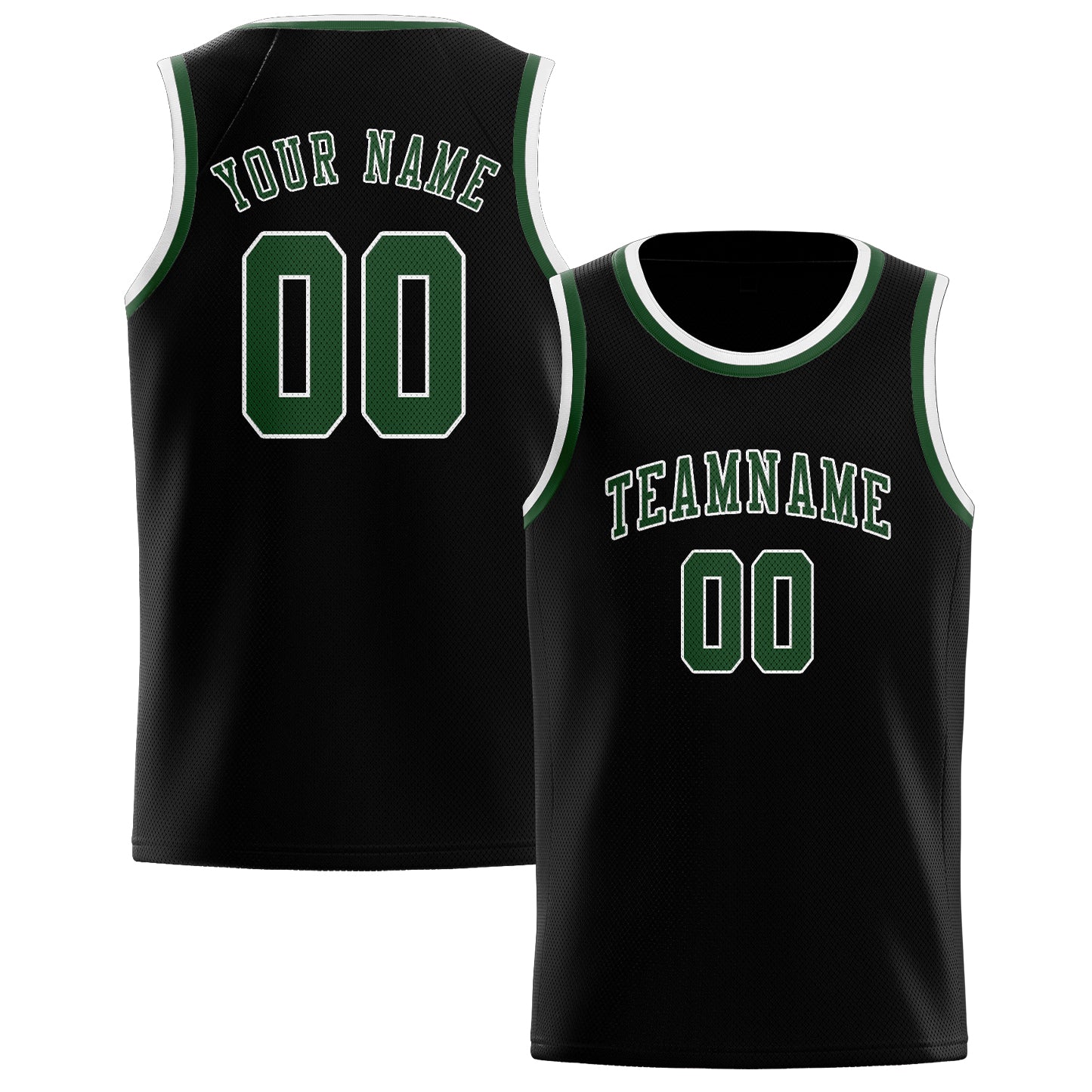 Maillot de basketball personnalisé noir et vert foncé