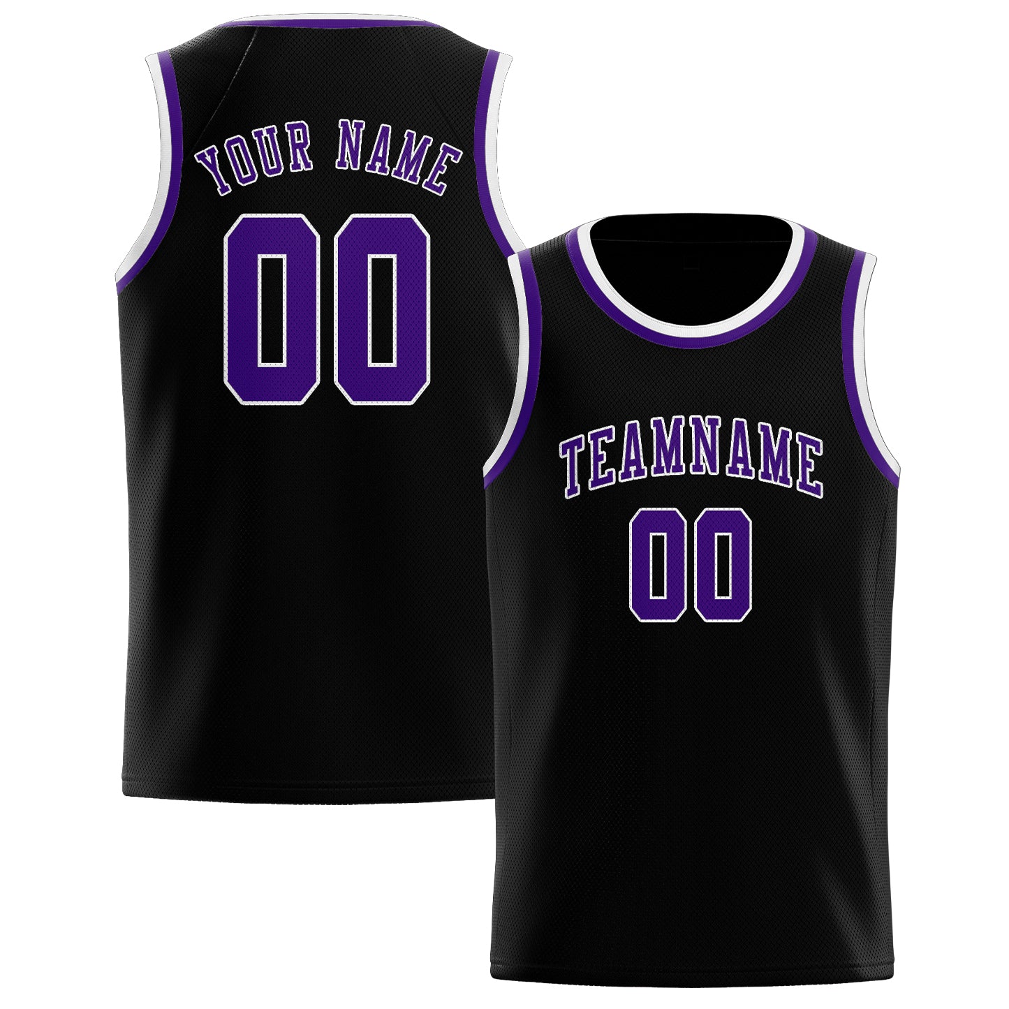 Maillot de basketball personnalisé noir et violet