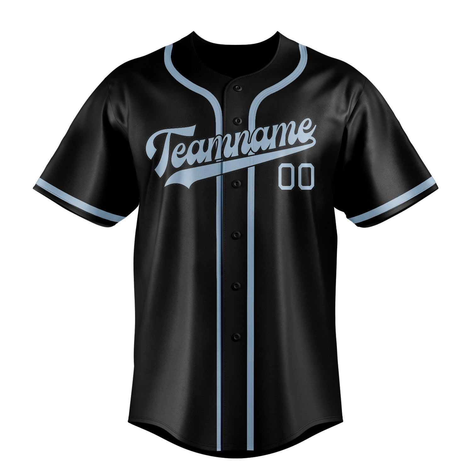 Maillot de baseball personnalisé noir et bleu clair