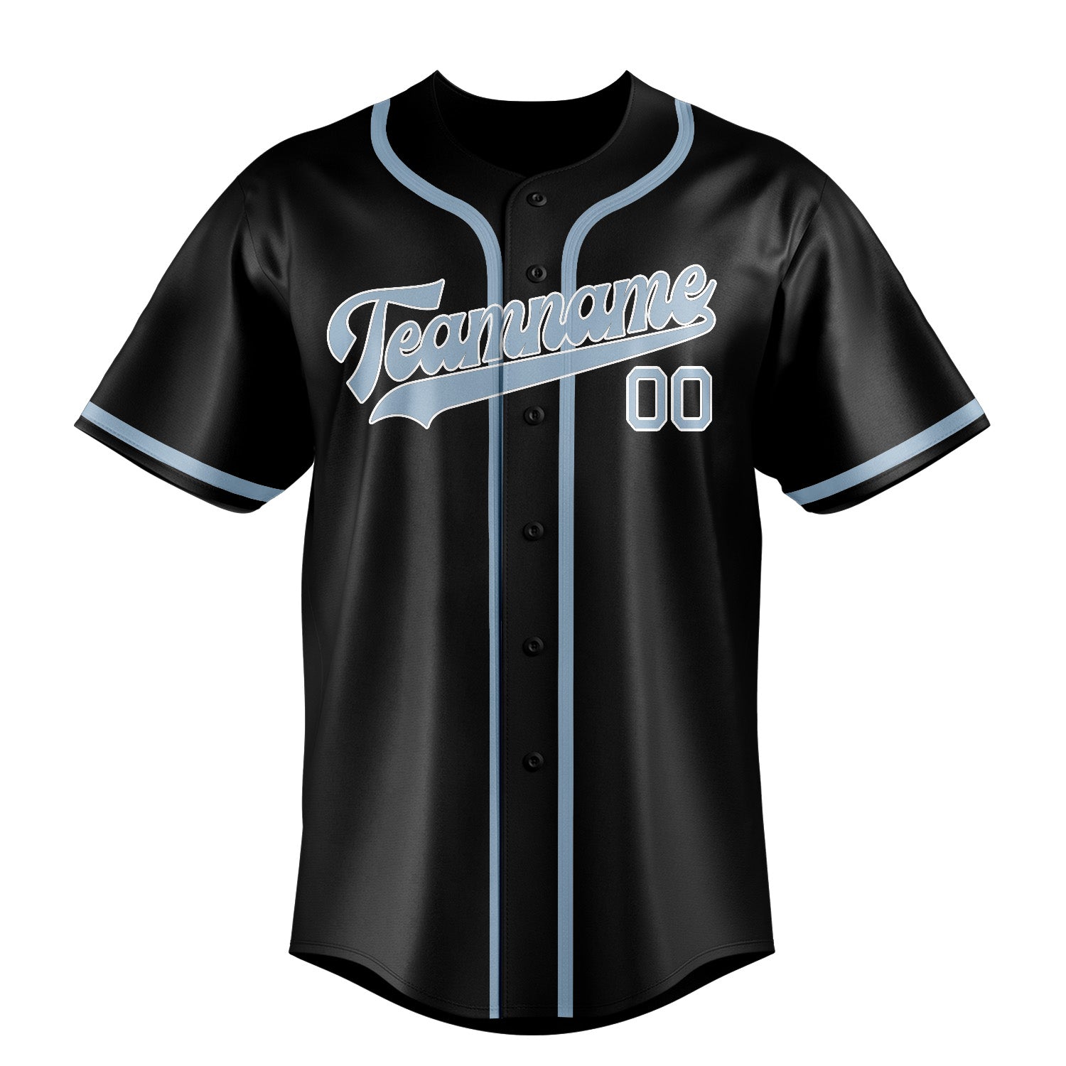 Maillot de baseball personnalisé noir et bleu clair